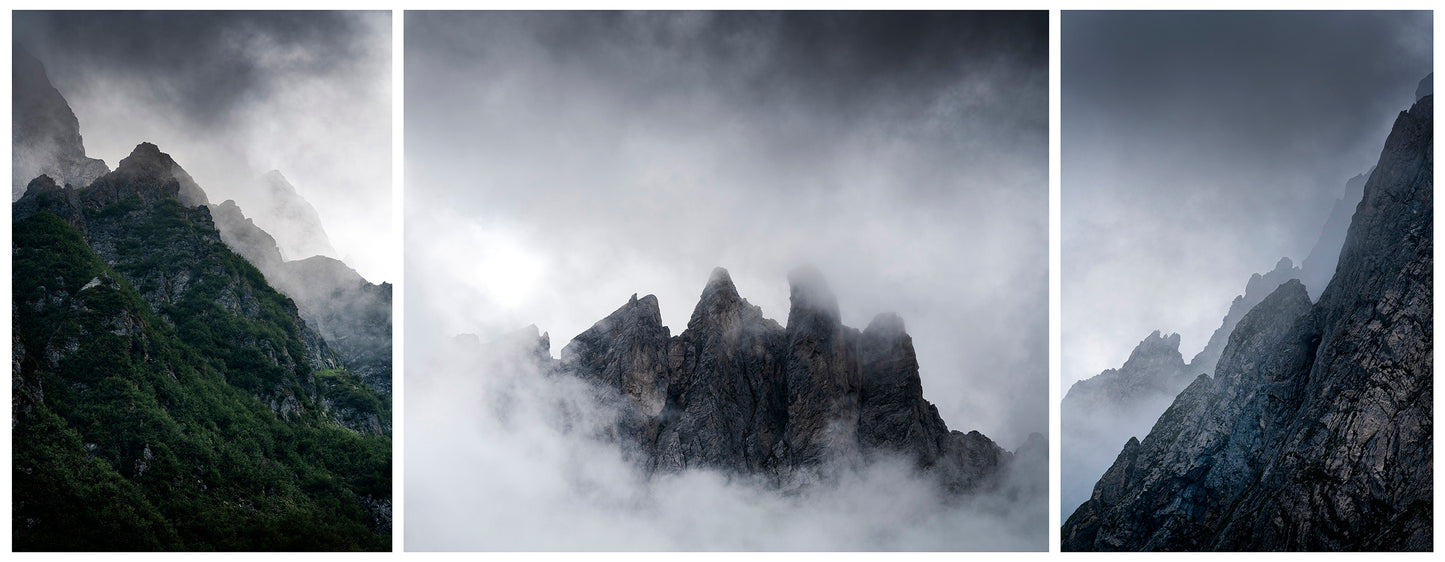 Montagnes II Tryptique - Tirage Fine Art Photography (Panoramique) 90x35cm